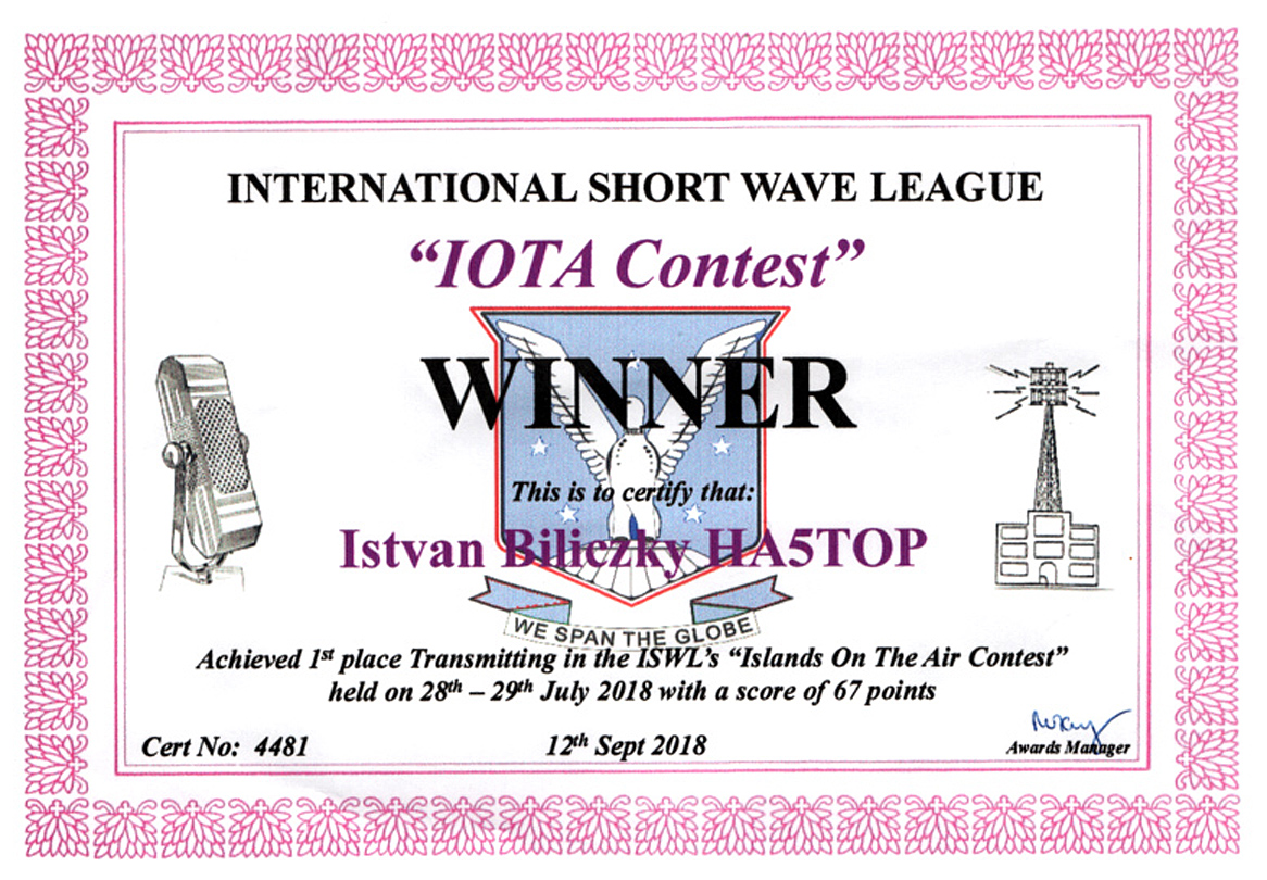 ISWL IOTA Contest 2018