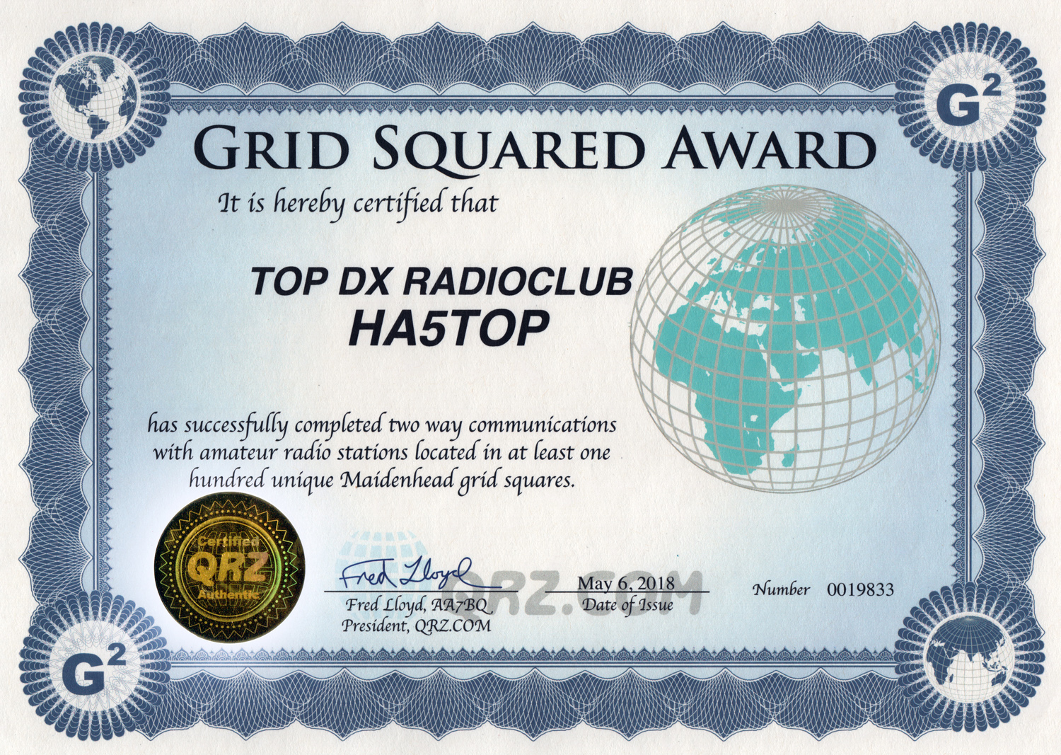 QRZ Grid Square Award